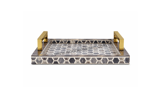 Luxe Geo Inlay Decorative Serving Tray