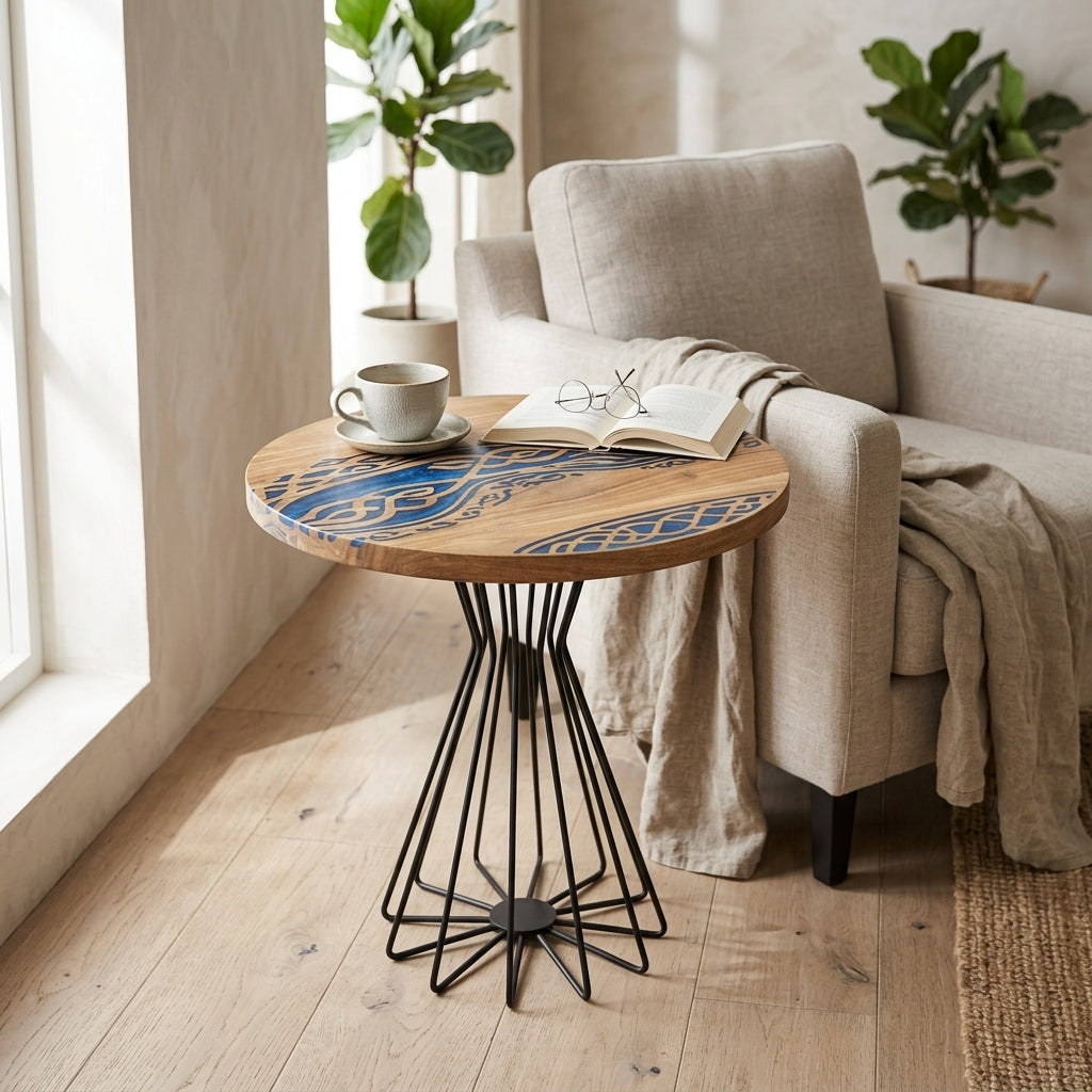 Nordic Wave Resin Inlay Coffee Table