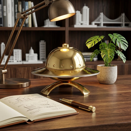 Solid Brass UFO Dome Sculpture with Studded Rim