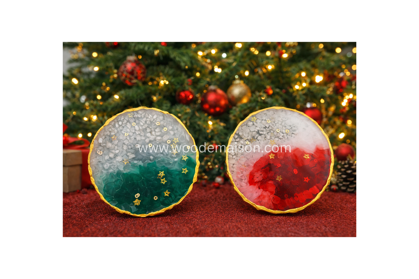 Noel Luxe Geode Resin Coaster Set