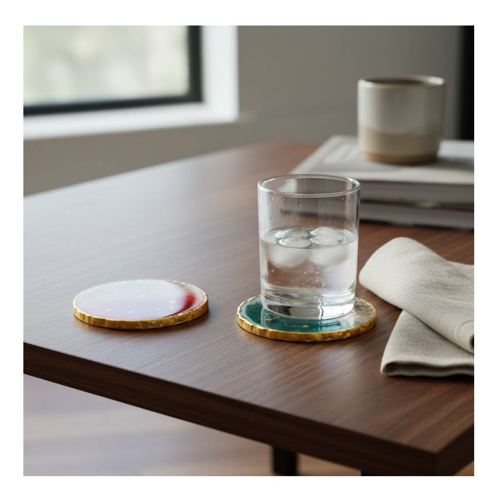 Noel Luxe Geode Resin Coaster Set