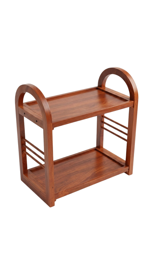 Arch Frame Two Tier Solid Wood Kitchen & Bathroom Organiser