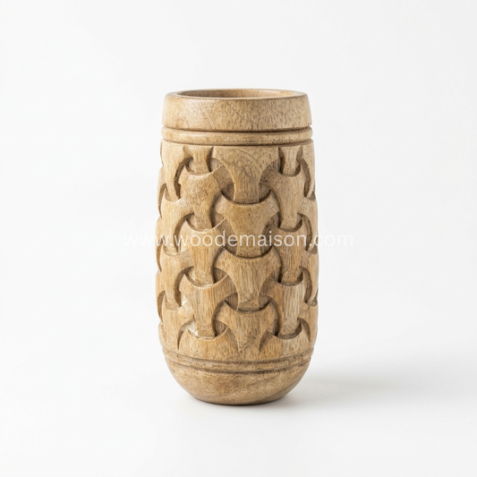 Viking Weave Hand-Carved Wooden Tumbler Glass