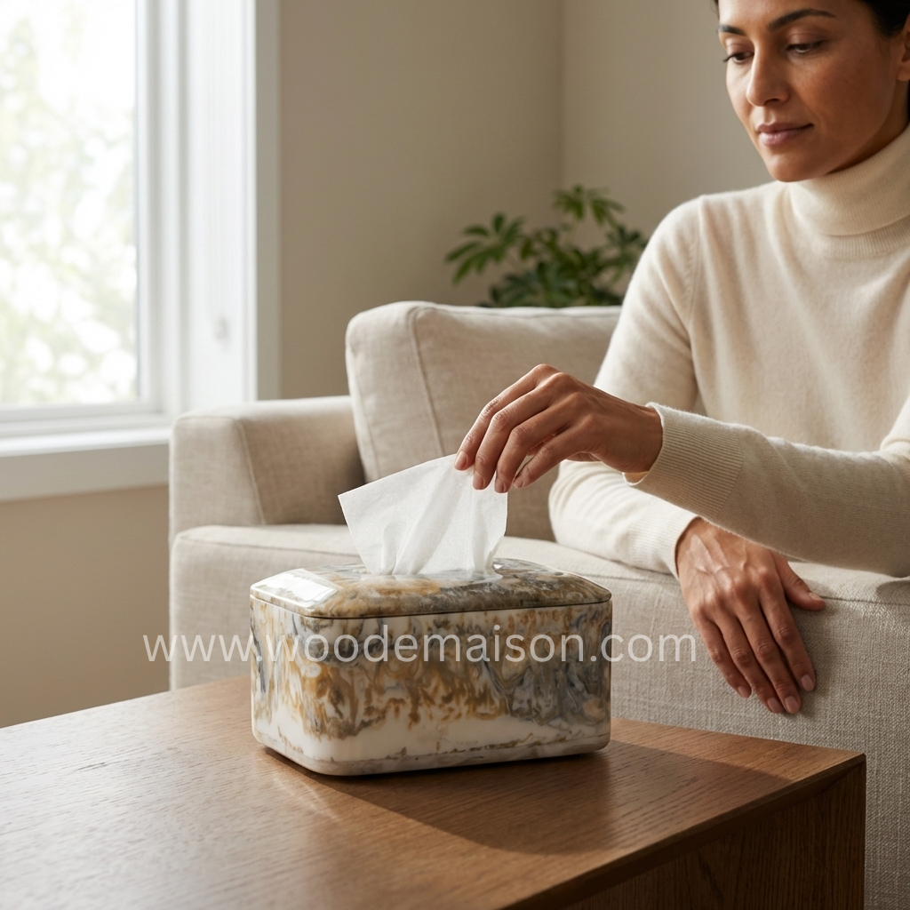 Golden Marble Luxe Resin Tissue Box