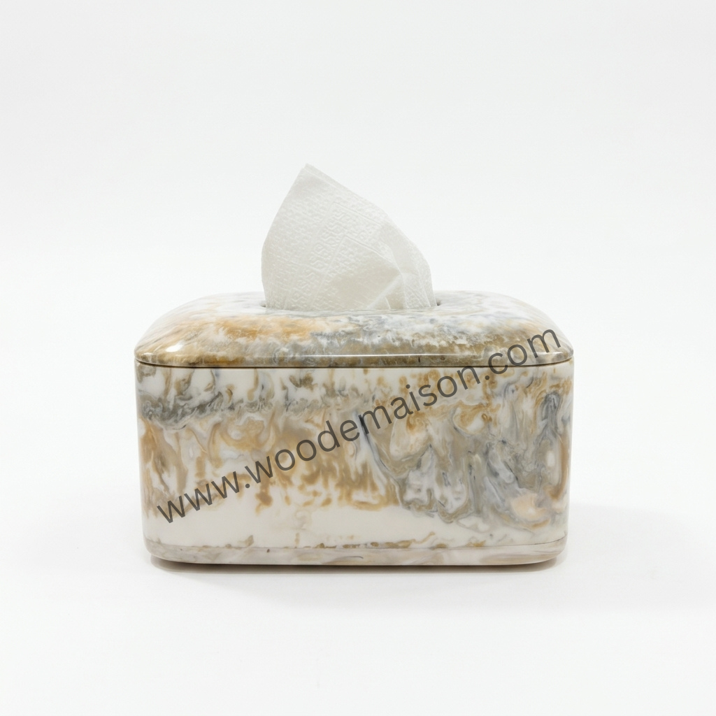 Golden Marble Luxe Resin Tissue Box