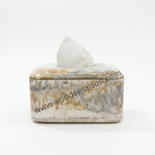 Golden Marble Luxe Resin Tissue Box