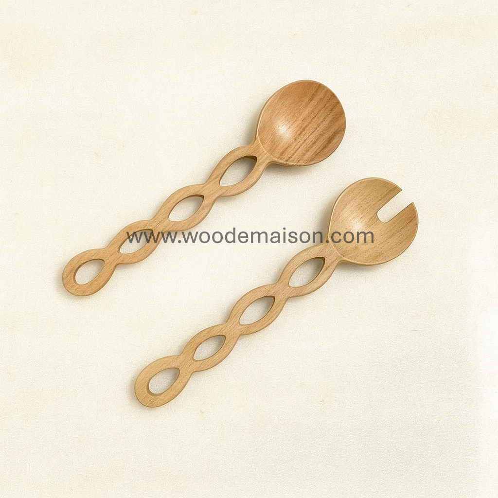 Woven Cane Grip Salad Set – Light