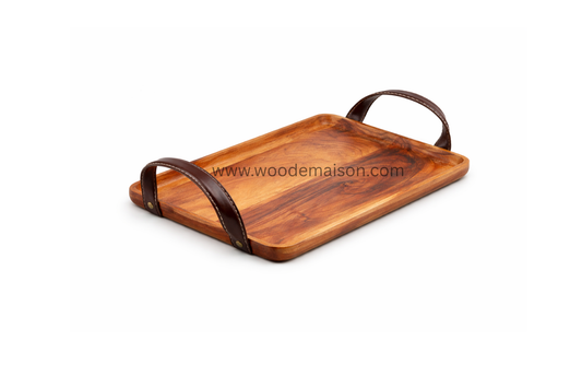 Leather Grip Rectangular Serving Tray | WT-1003