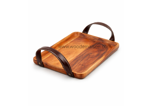 Leather Grip Rectangular Serving Tray | WT-1003