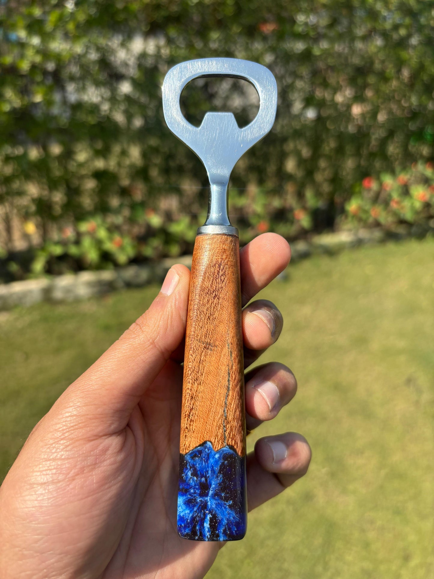 Galaxy Resin Wooden Bottle Opener –Handcrafted Bar Accessory