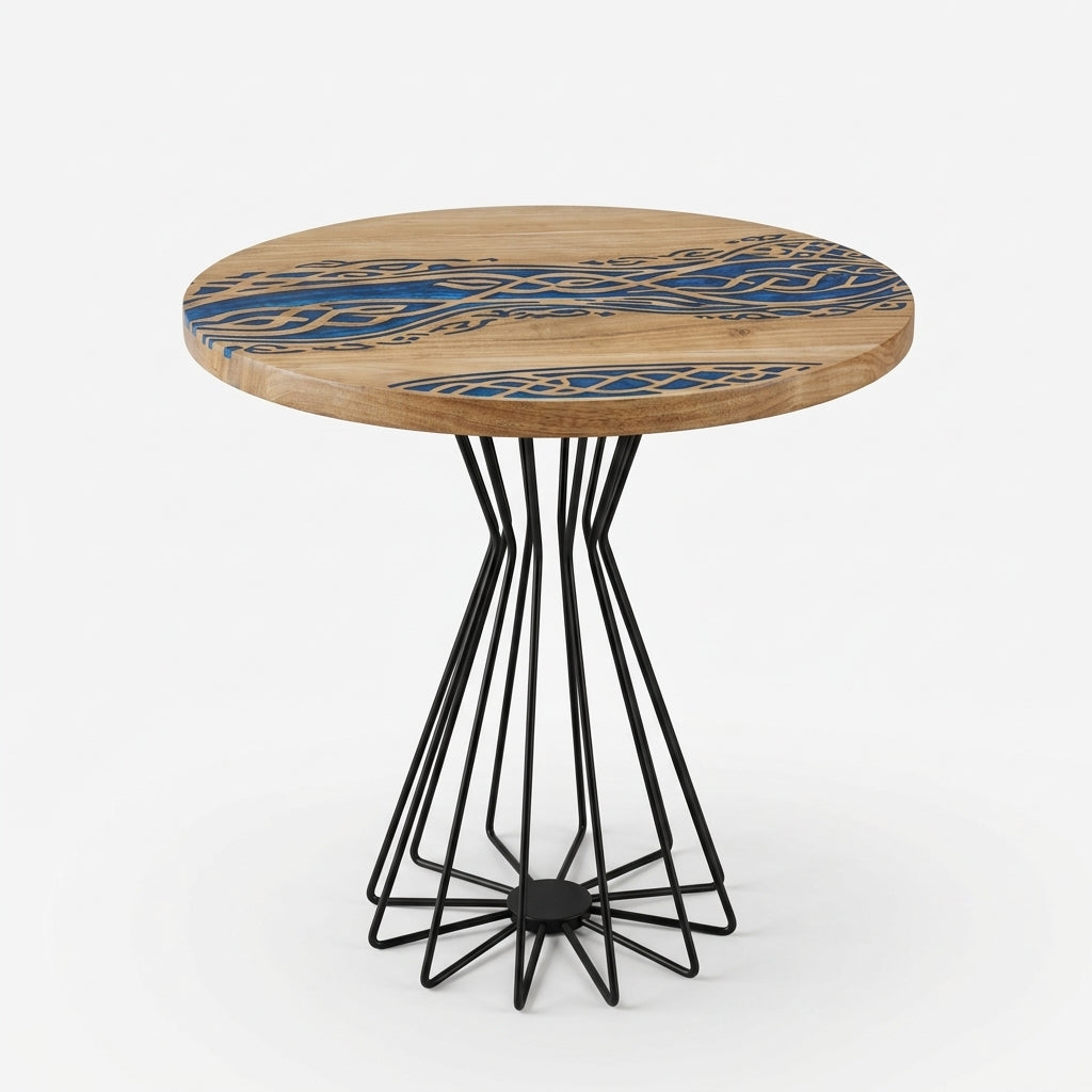 Nordic Wave Resin Inlay Coffee Table