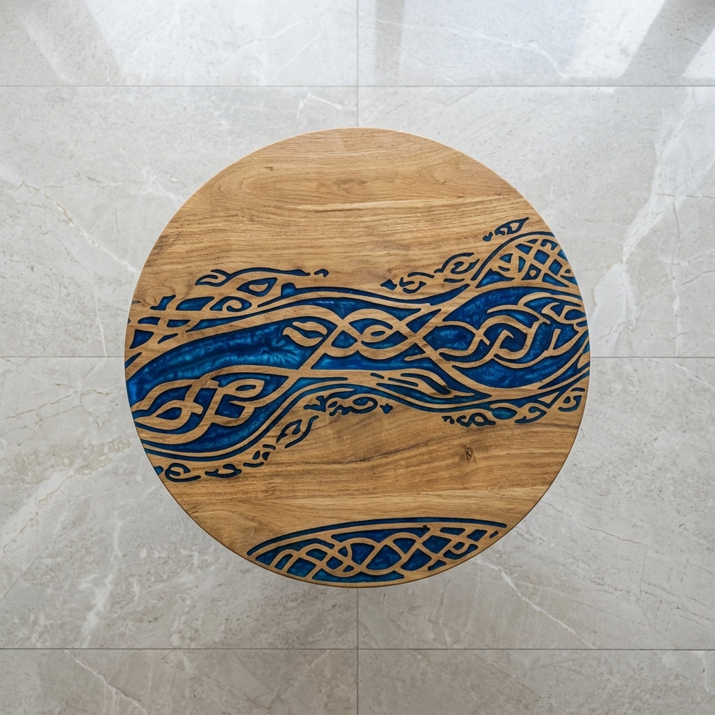 Nordic Wave Resin Inlay Coffee Table