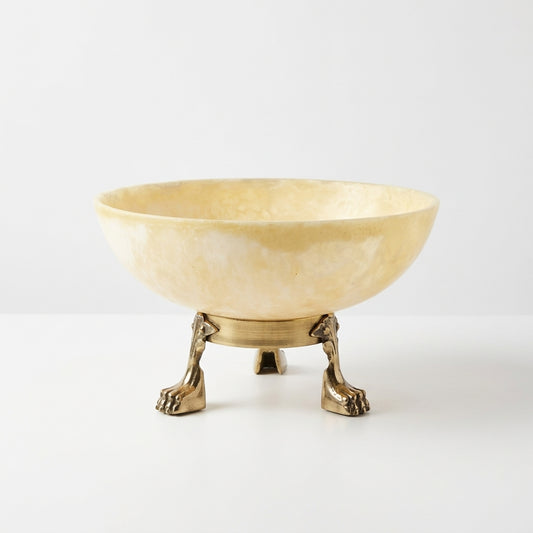 Decorative Marble Effect Bowl with Antique Brass Base