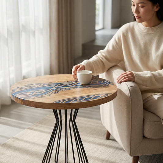 Nordic Wave Resin Inlay Coffee Table