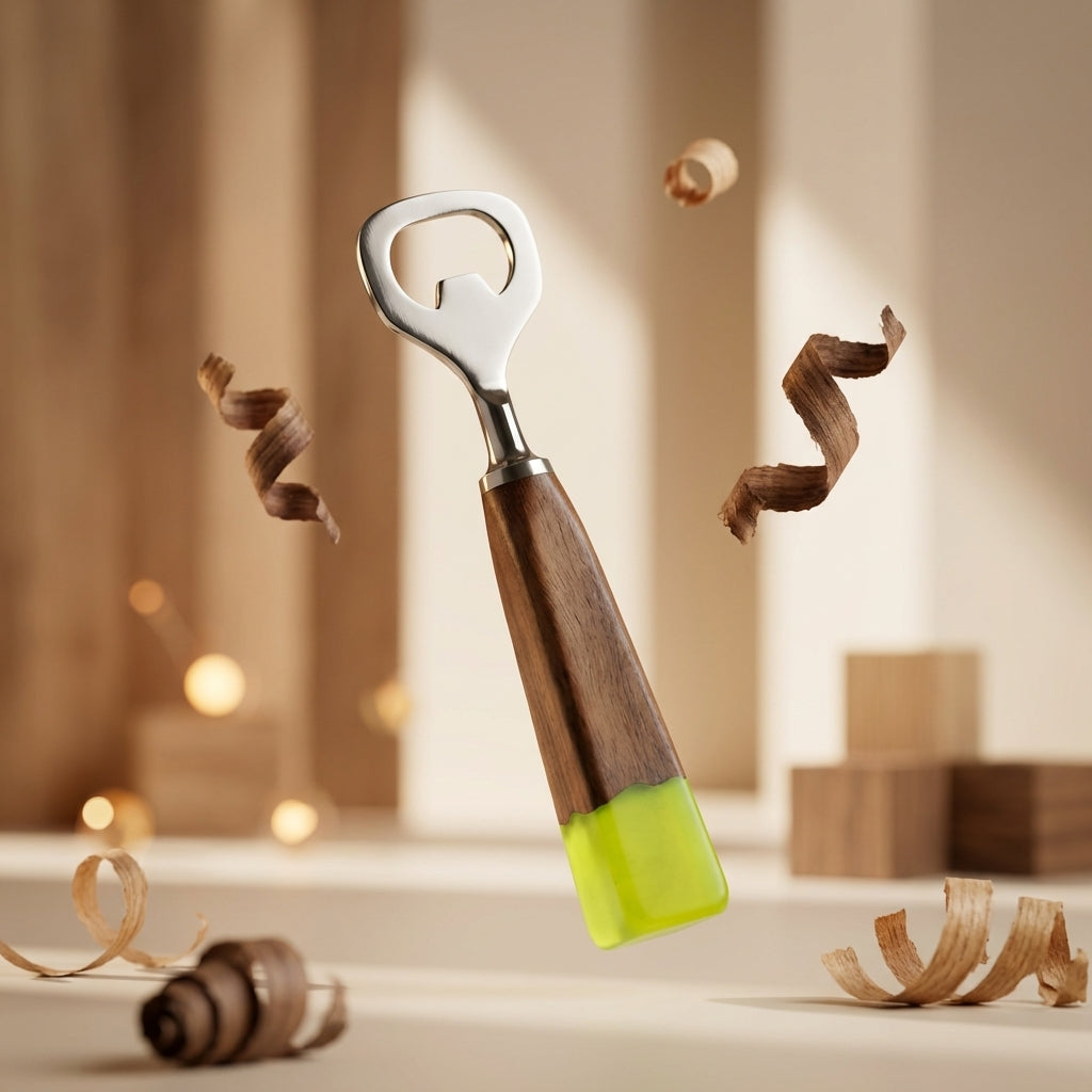 Galaxy Resin Wooden Bottle Opener –Handcrafted Bar Accessory