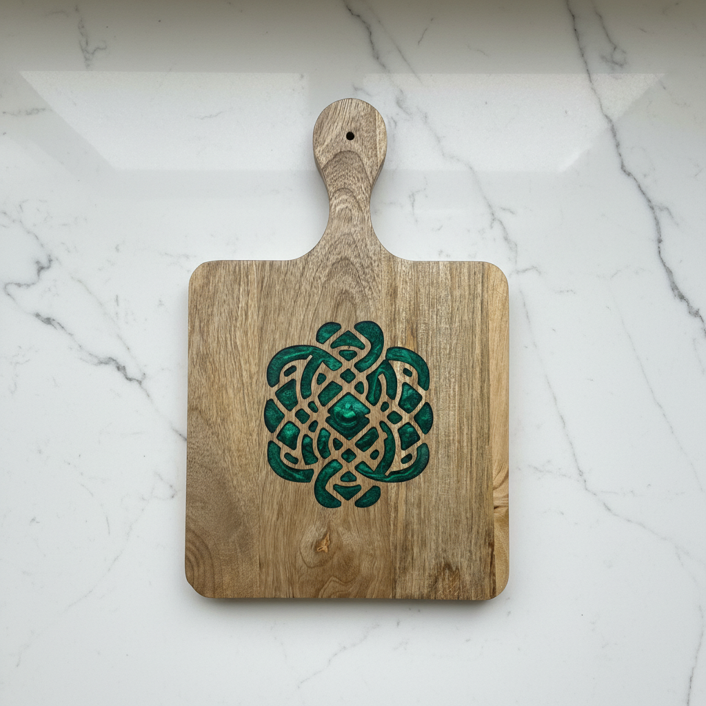 Emerald Knot Resin Wooden Serving Board - Christmas Edition