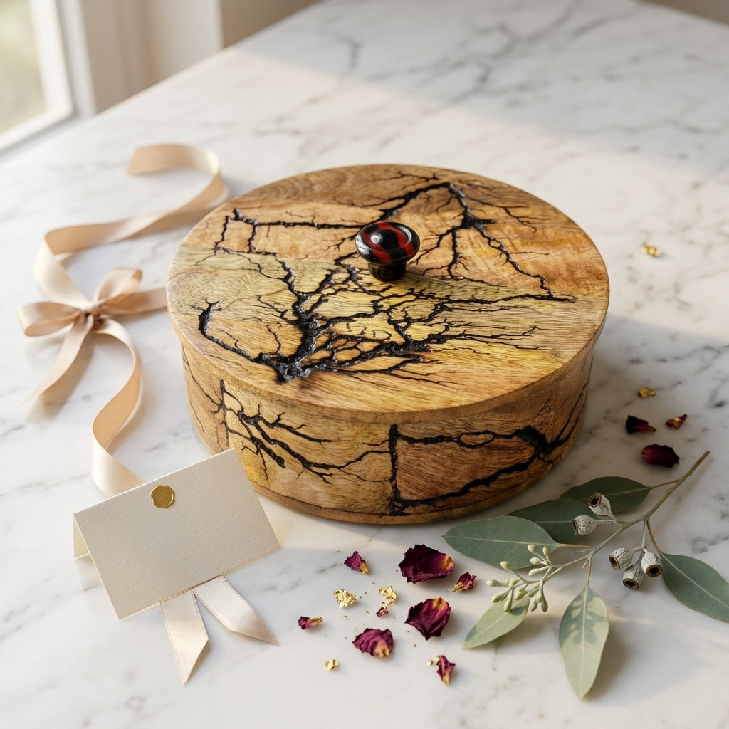 Handcrafted Lichtenberg Fractal Burn Wood Keepsake Box