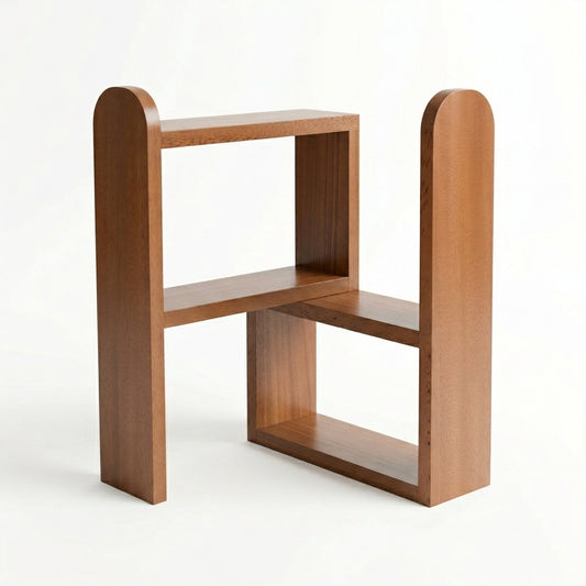 Arch Panel Staggered Two Tier Corner Shelf Organizer