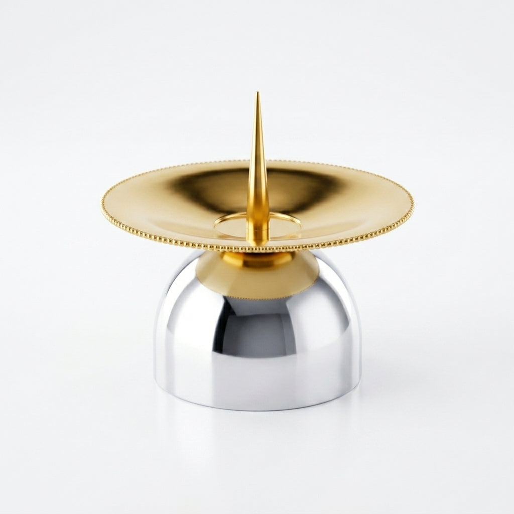 Dome Base Spike Taper Candle Holder -Gold, Silver & Dual Tone