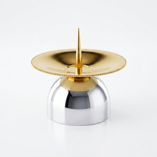 Dome Base Spike Taper Candle Holder -Gold, Silver & Dual Tone