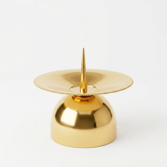 Dome Base Spike Taper Candle Holder -Gold, Silver & Dual Tone