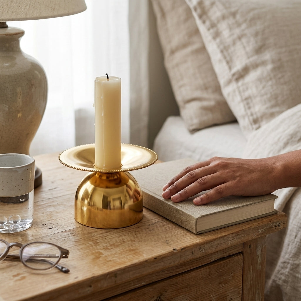 Dome Base Spike Taper Candle Holder -Gold, Silver & Dual Tone