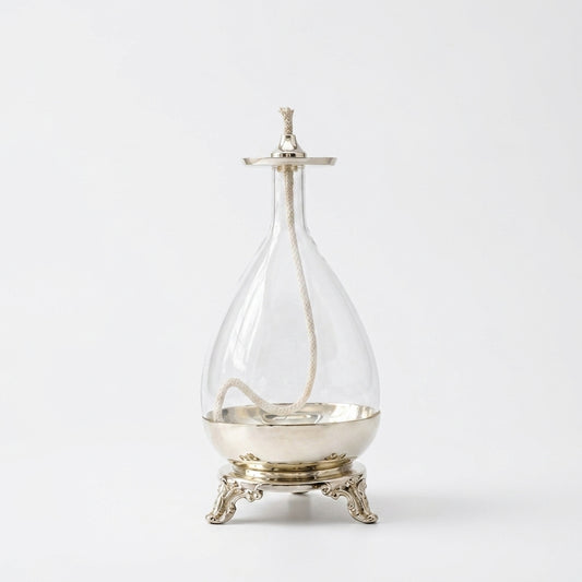Baroque Scrolled Oil Lamp — Silver & Gold