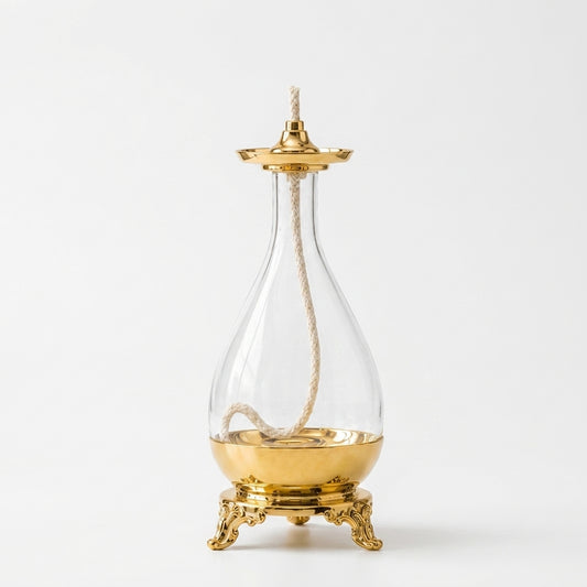 Baroque Scrolled Oil Lamp — Silver & Gold
