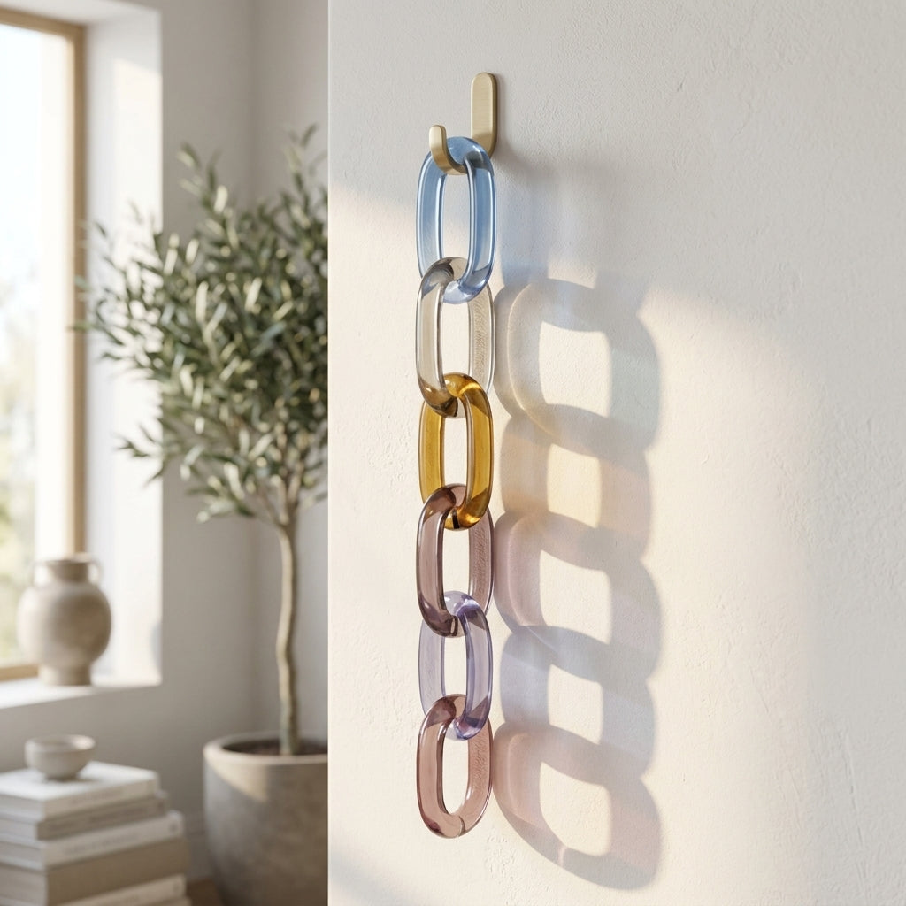 Handcast Resin Oval Link Decorative Chain 8 Link Wall Accent