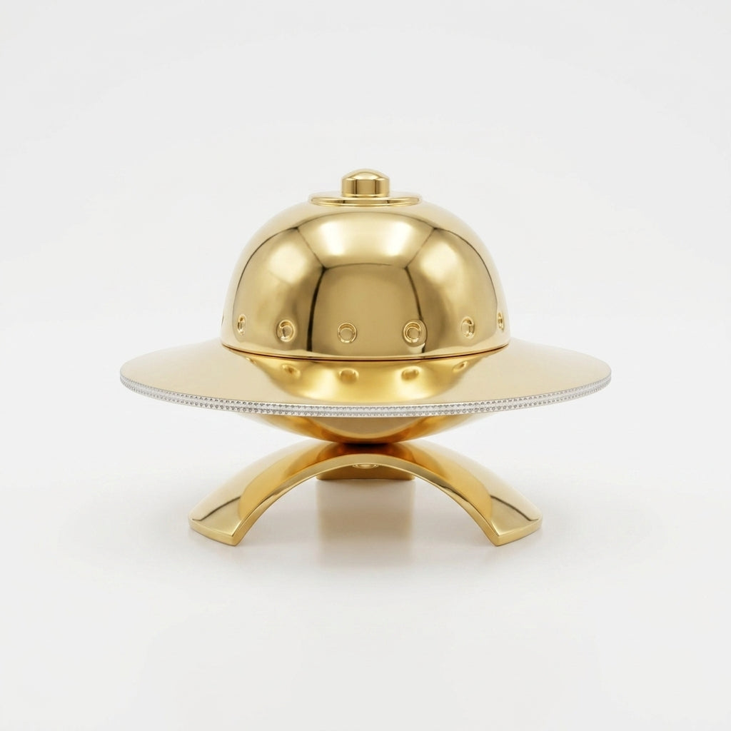 Solid Brass UFO Dome Sculpture with Studded Rim