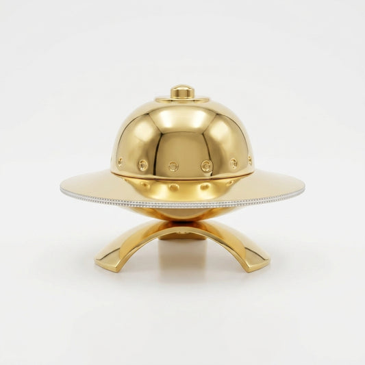 Solid Brass UFO Dome Sculpture with Studded Rim