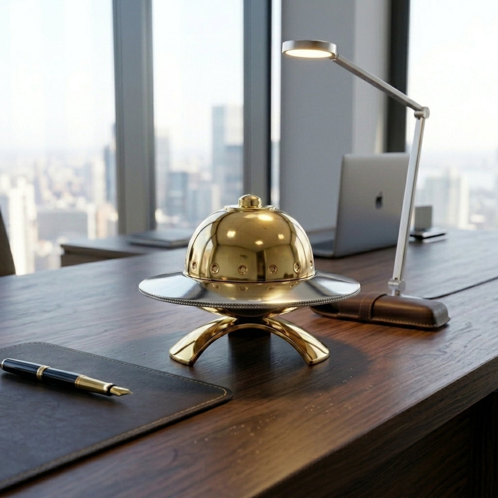 Solid Brass UFO Dome Sculpture with Studded Rim