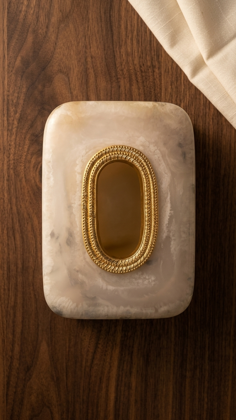 Marble Effect Resin Napkin Holder- Ornate Brass Claw Base