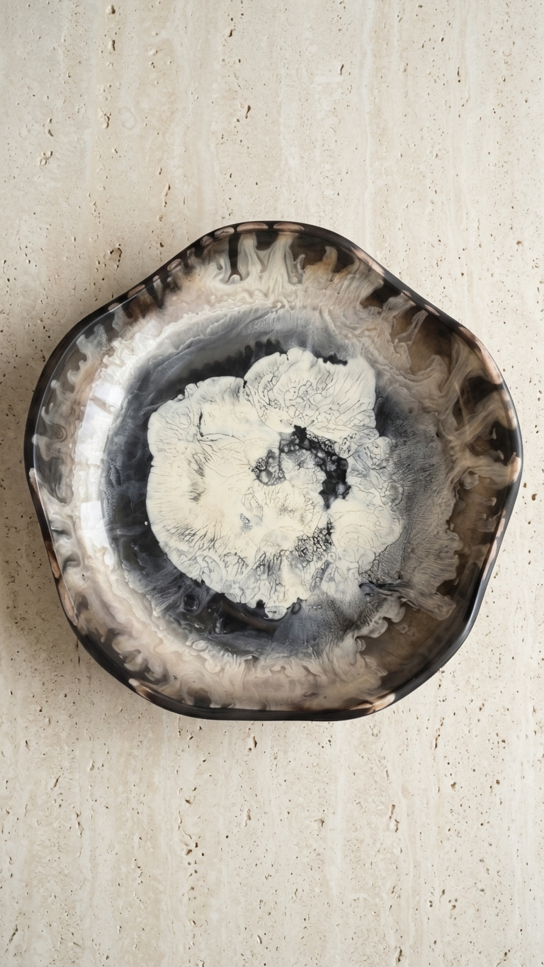 Volcanic Frost Hand-Poured Resin Art Bowl