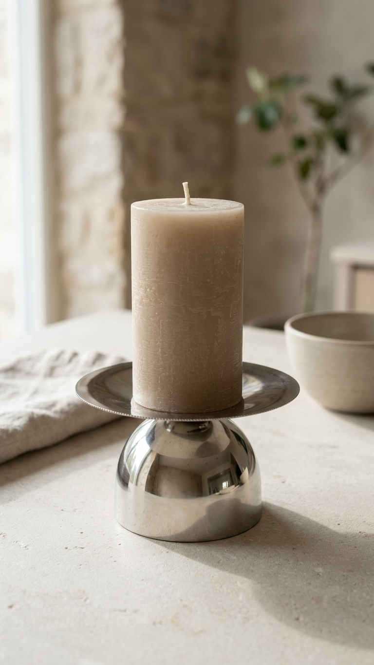 Dome Base Spike Taper Candle Holder -Gold, Silver & Dual Tone